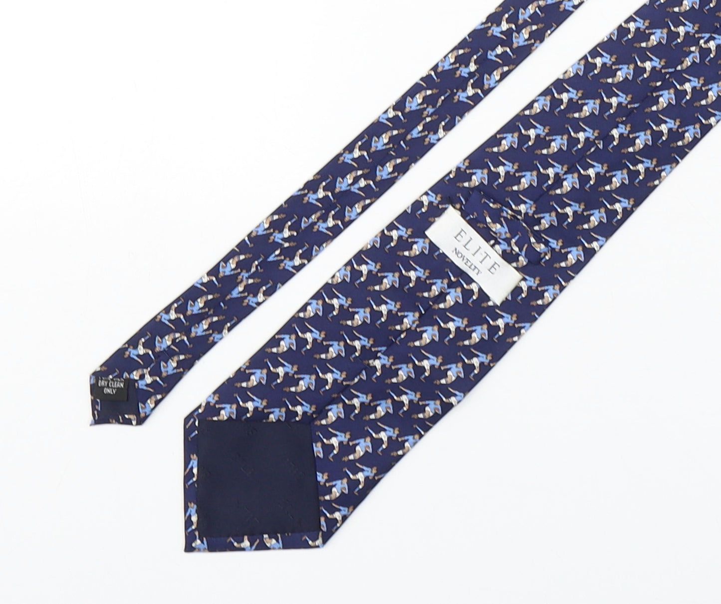 Elite  Mens Blue Geometric Silk Pointed Tie One Size - Rugby