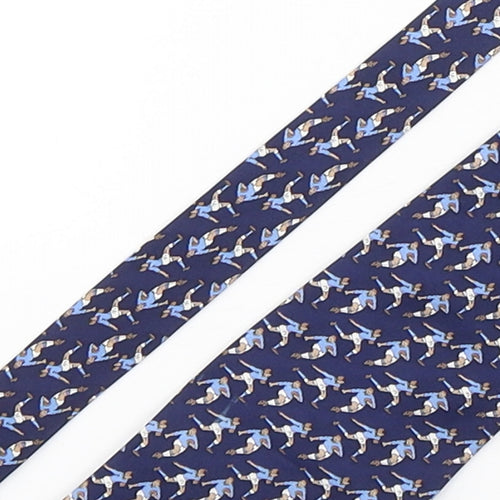 Elite  Mens Blue Geometric Silk Pointed Tie One Size - Rugby