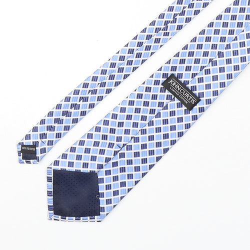 John Curtis  Mens Blue Plaids & Checks Polyester Pointed Tie One Size