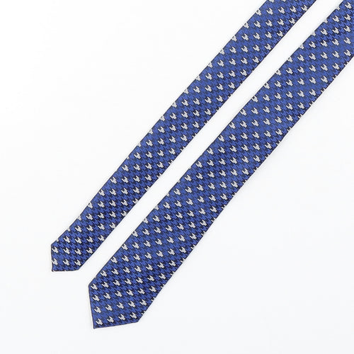 Marks and Spencer Mens Blue Geometric Polyester Pointed Tie One Size