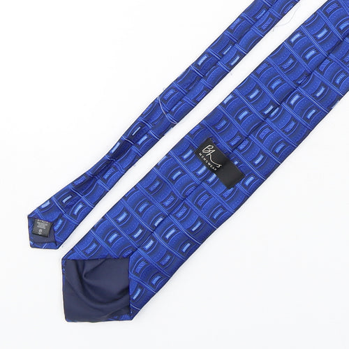 BHS Mens Blue Geometric Polyester Pointed Tie One Size