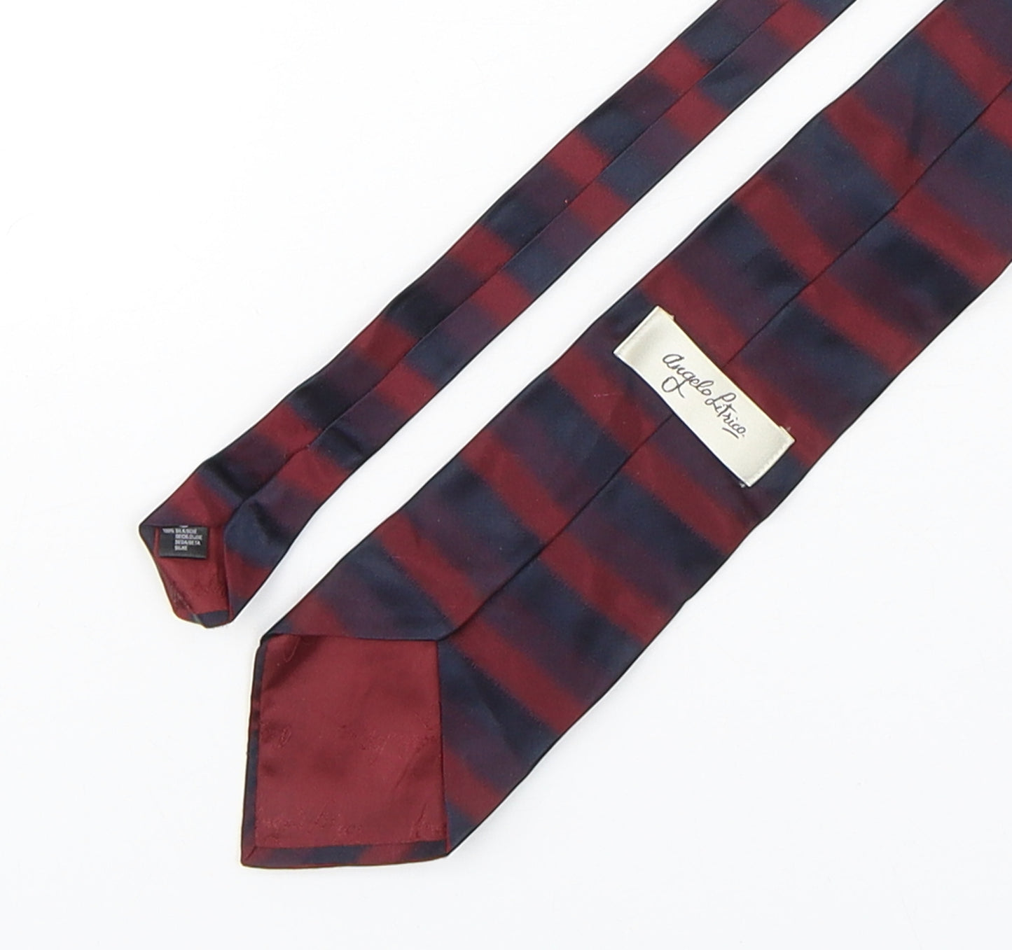 Angelo Litrico Mens Multicoloured Striped Silk Pointed Tie One Size