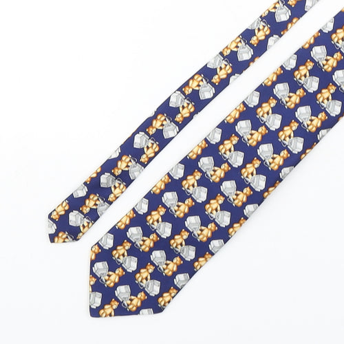 Berkertex Mens Multicoloured Geometric Silk Pointed Tie One Size - Teddy Bears