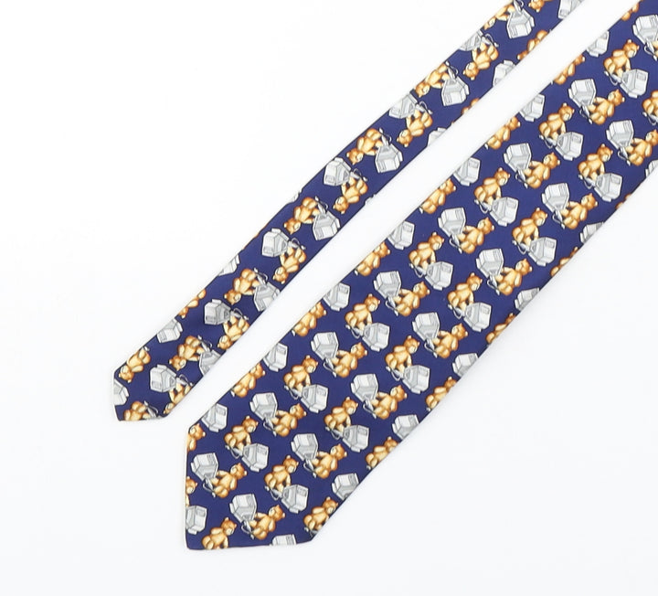 Berkertex Mens Multicoloured Geometric Silk Pointed Tie One Size - Teddy Bears