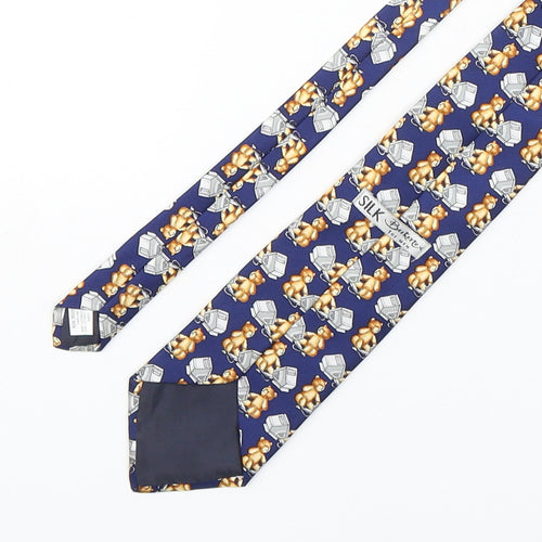 Berkertex Mens Multicoloured Geometric Silk Pointed Tie One Size - Teddy Bears