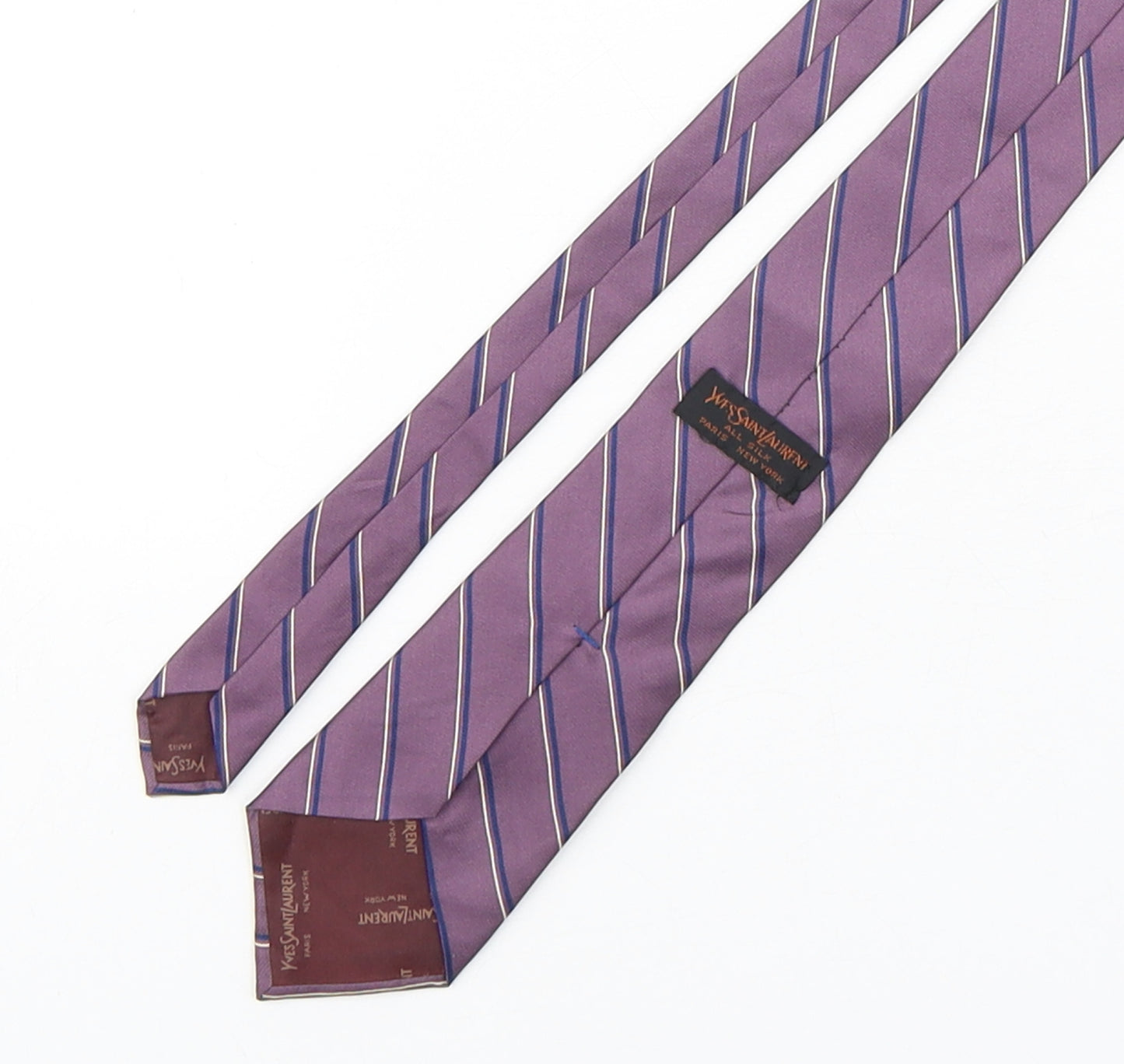 Yves Saint Laurent Mens Multicoloured Striped Silk Pointed Tie One Size
