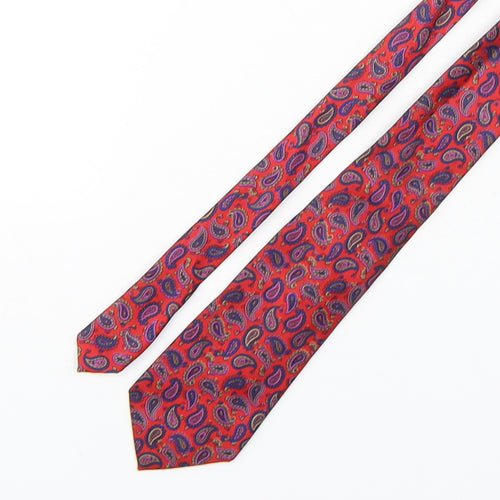 Paolo Lala  Mens Red Paisley Silk Pointed Tie One Size