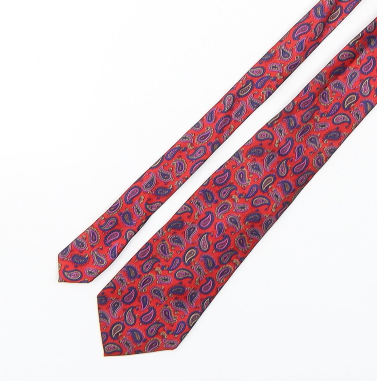 Paolo Lala  Mens Red Paisley Silk Pointed Tie One Size
