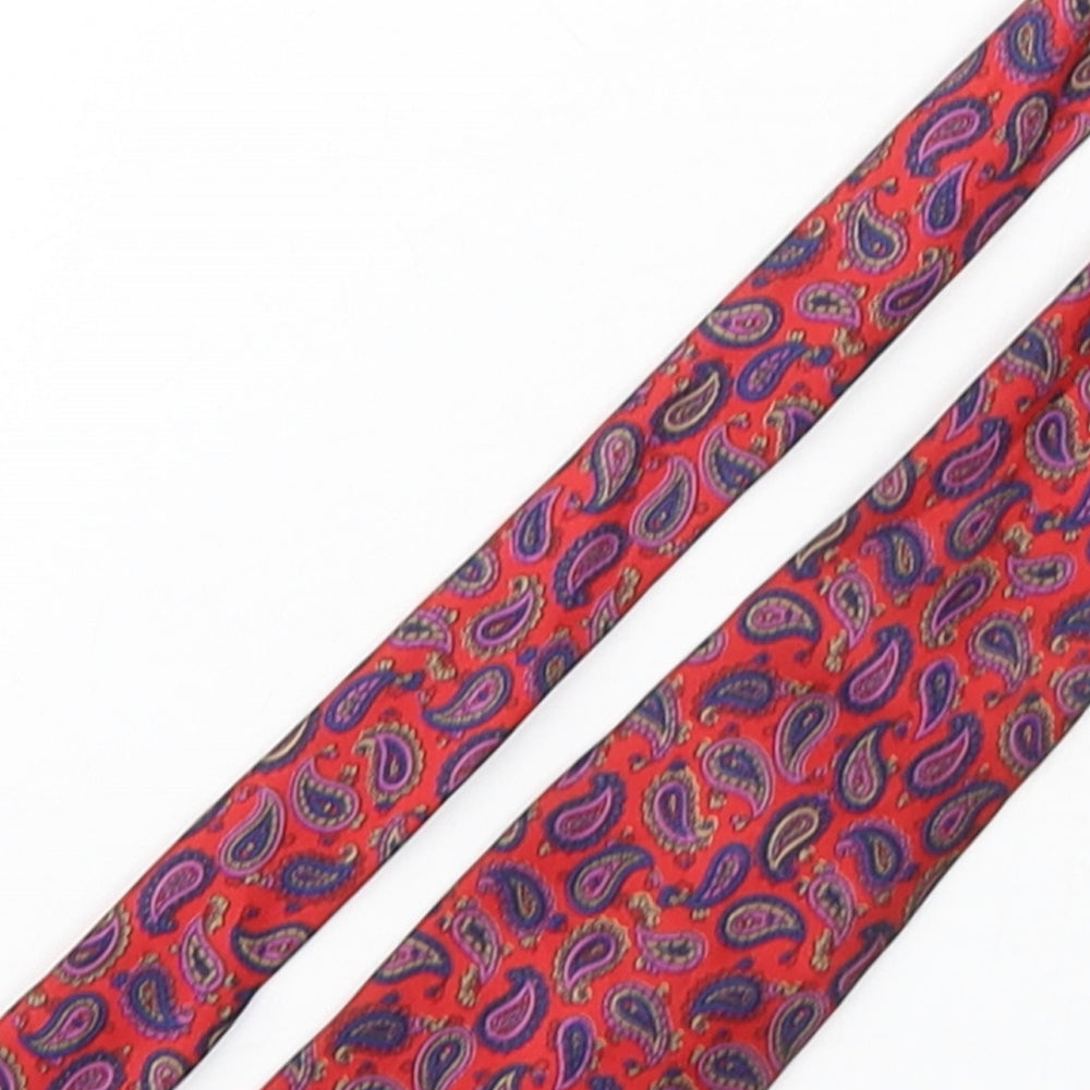 Paolo Lala  Mens Red Paisley Silk Pointed Tie One Size