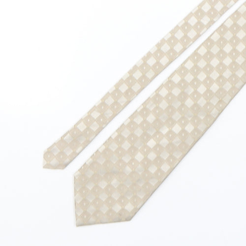 Copperstone Mens Beige Plaids & Checks Silk Pointed Tie One Size