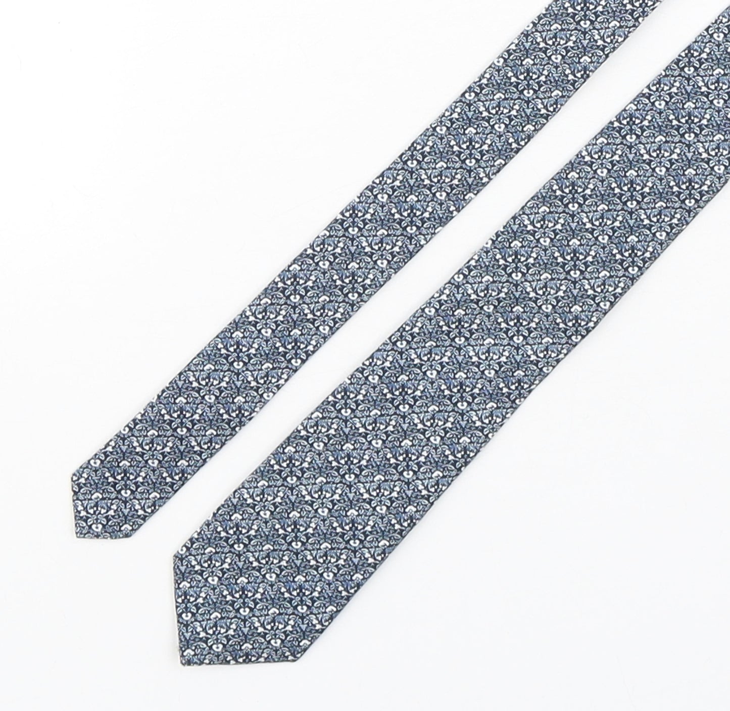 Marks and Spencer Mens Blue Floral Cotton Pointed Tie One Size