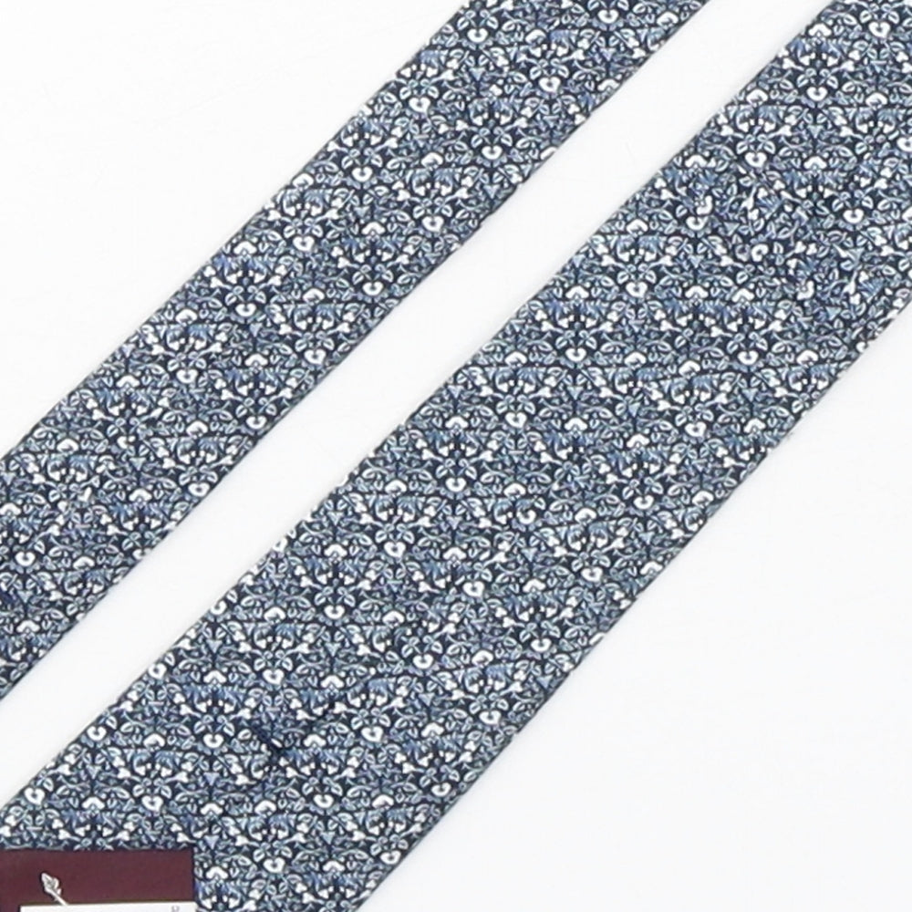 Marks and Spencer Mens Blue Floral Cotton Pointed Tie One Size