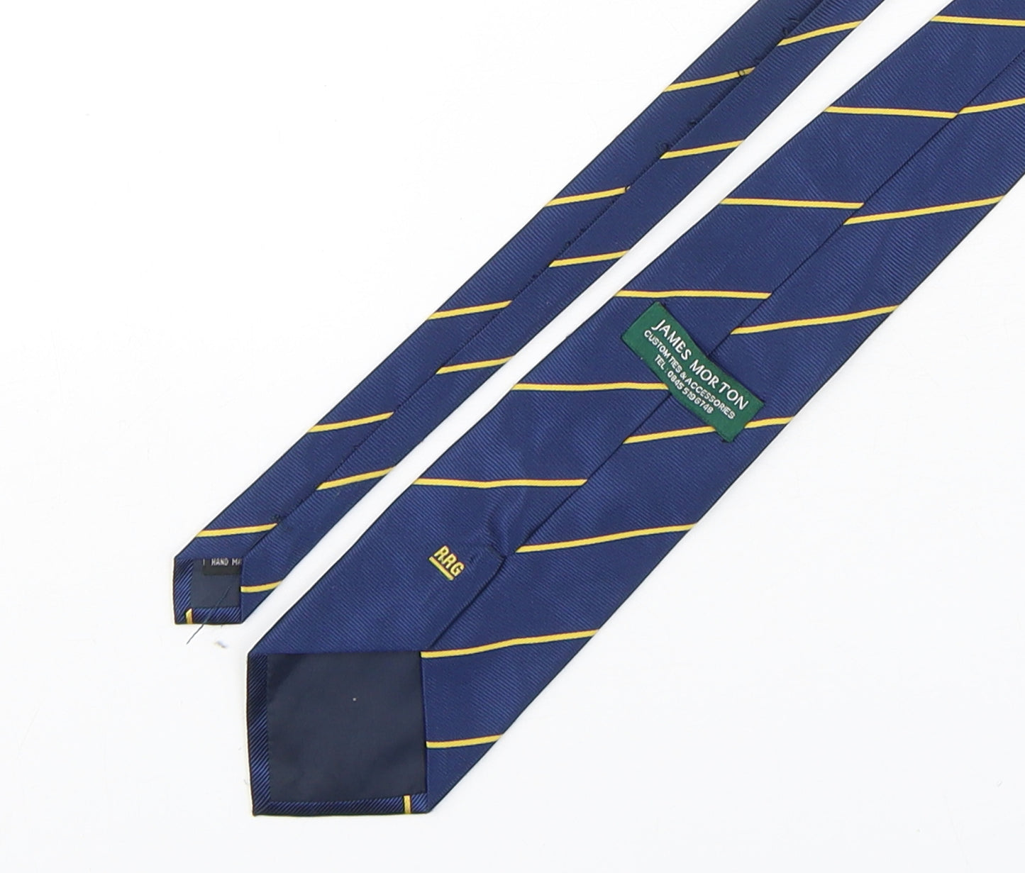 James Morton  Mens Multicoloured Striped Polyester Pointed Tie One Size