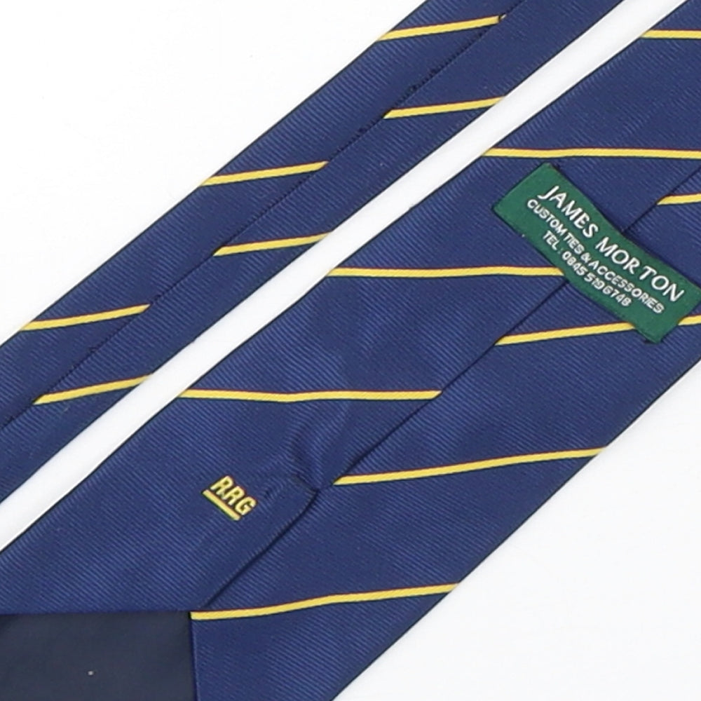 James Morton  Mens Multicoloured Striped Polyester Pointed Tie One Size