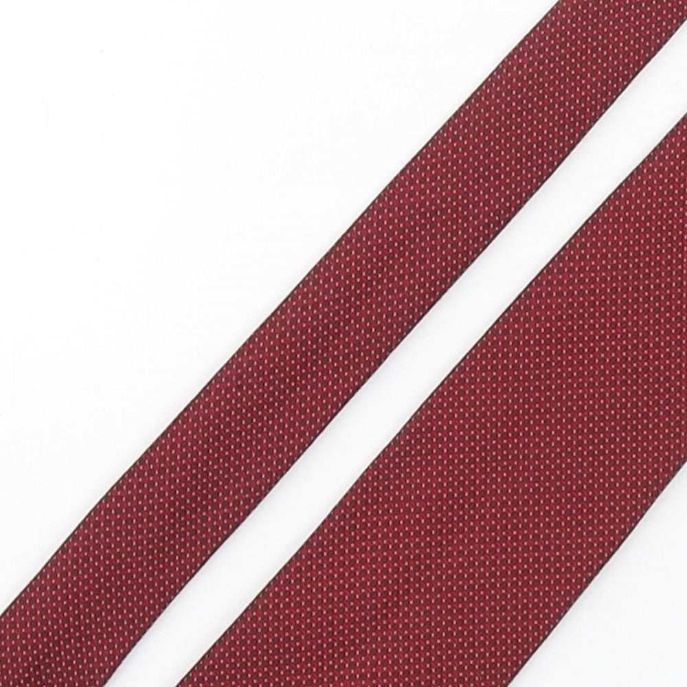 Marks and Spencer Mens Red Geometric Silk Pointed Tie One Size