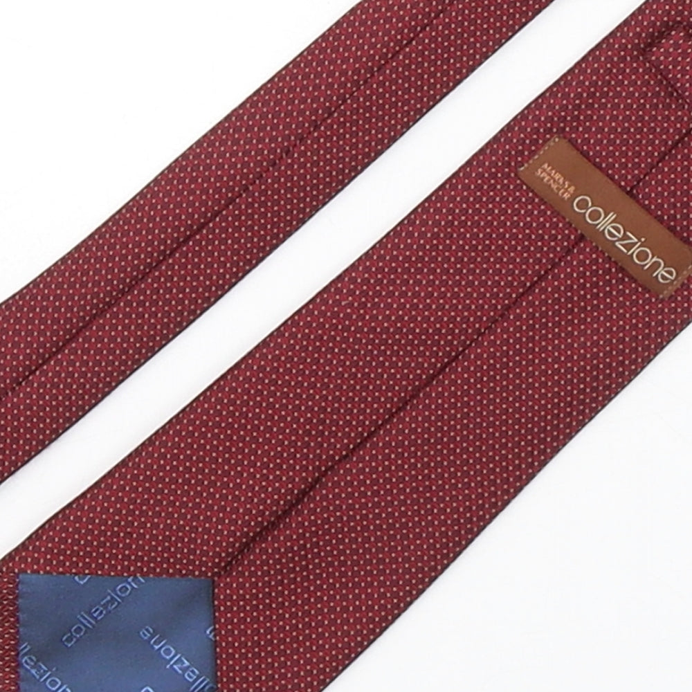 Marks and Spencer Mens Red Geometric Silk Pointed Tie One Size