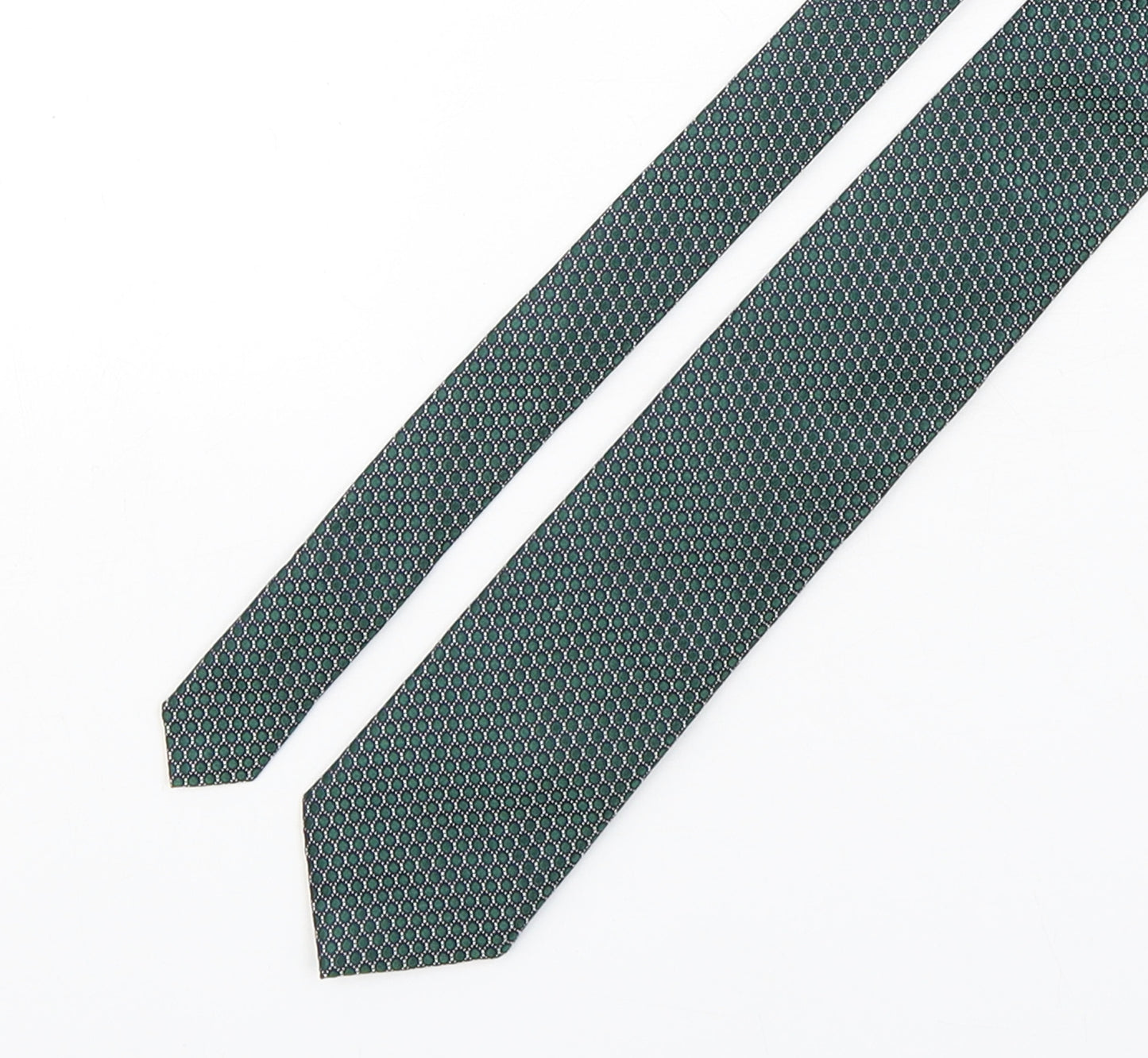 Marks and Spencer Mens Green Geometric Silk Pointed Tie One Size