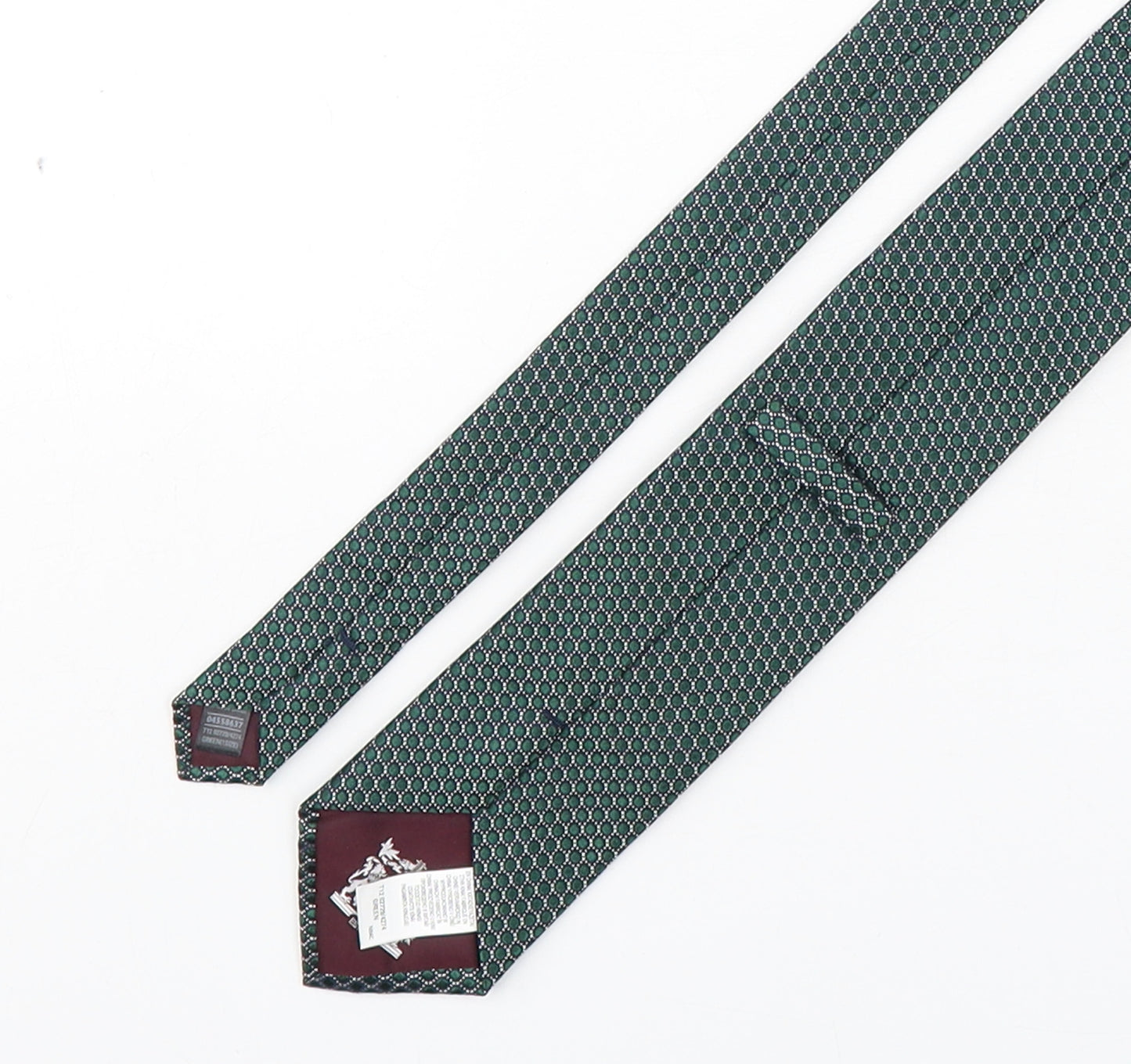 Marks and Spencer Mens Green Geometric Silk Pointed Tie One Size