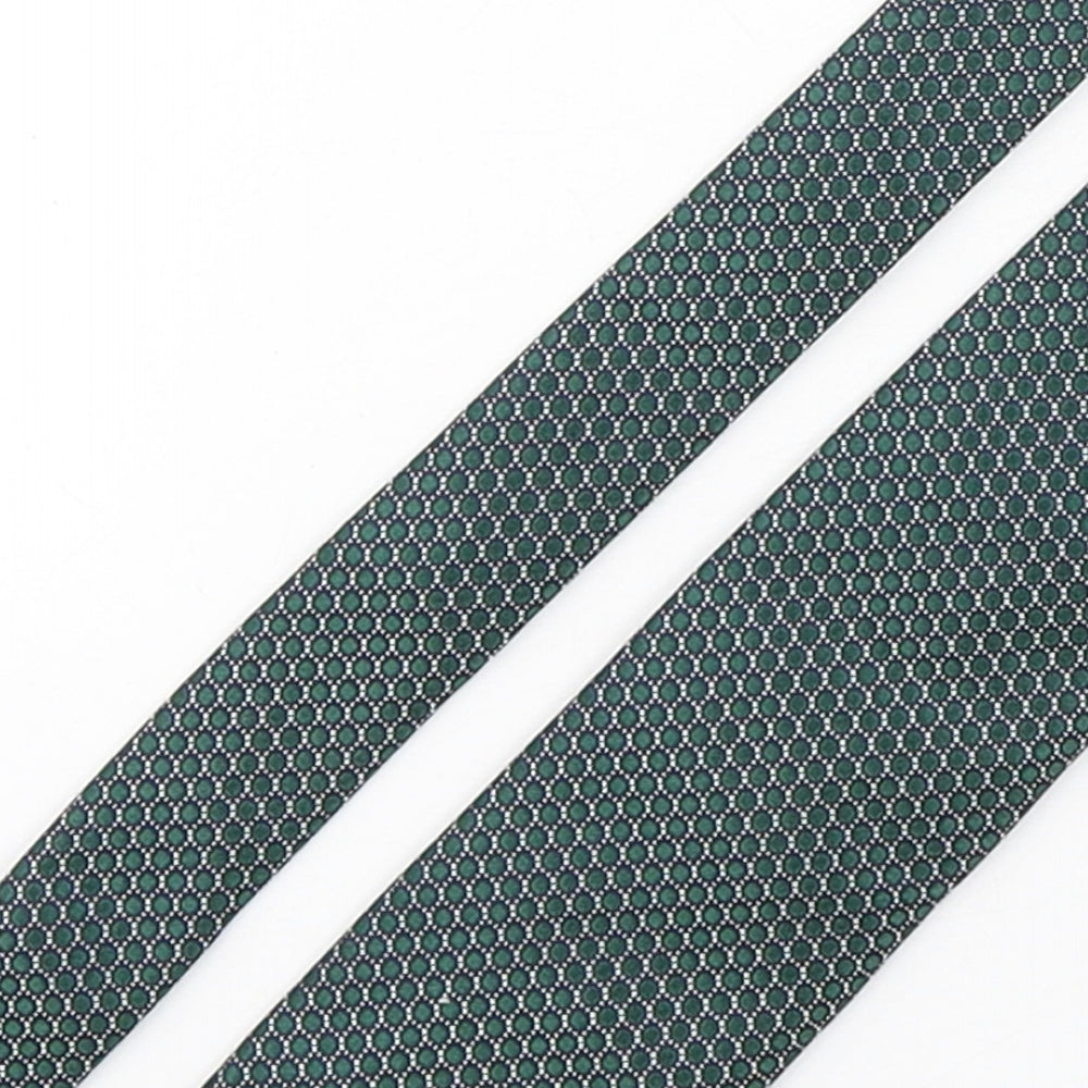 Marks and Spencer Mens Green Geometric Silk Pointed Tie One Size
