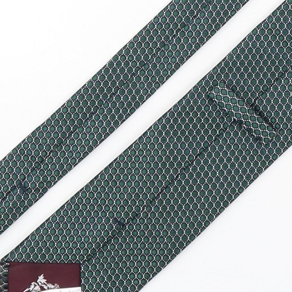Marks and Spencer Mens Green Geometric Silk Pointed Tie One Size