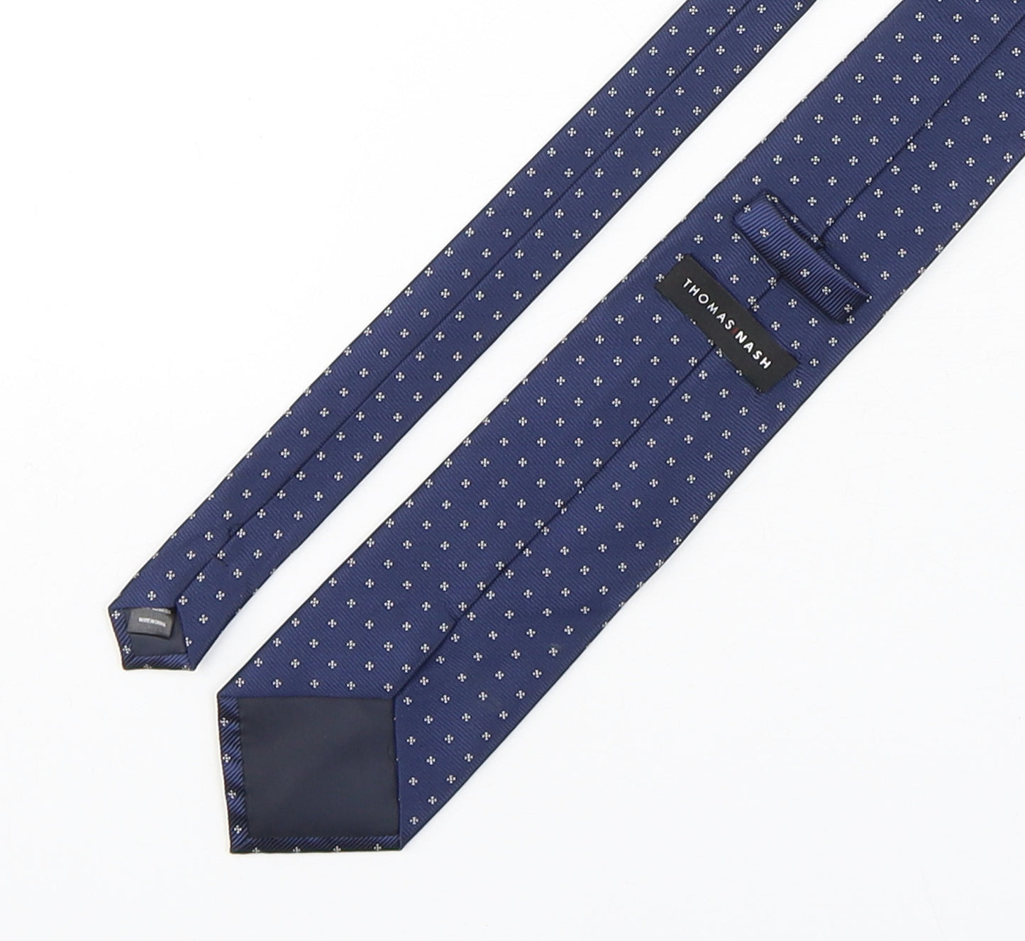 Thomas Nash  Mens Blue Polka Dot Polyester Pointed Tie One Size