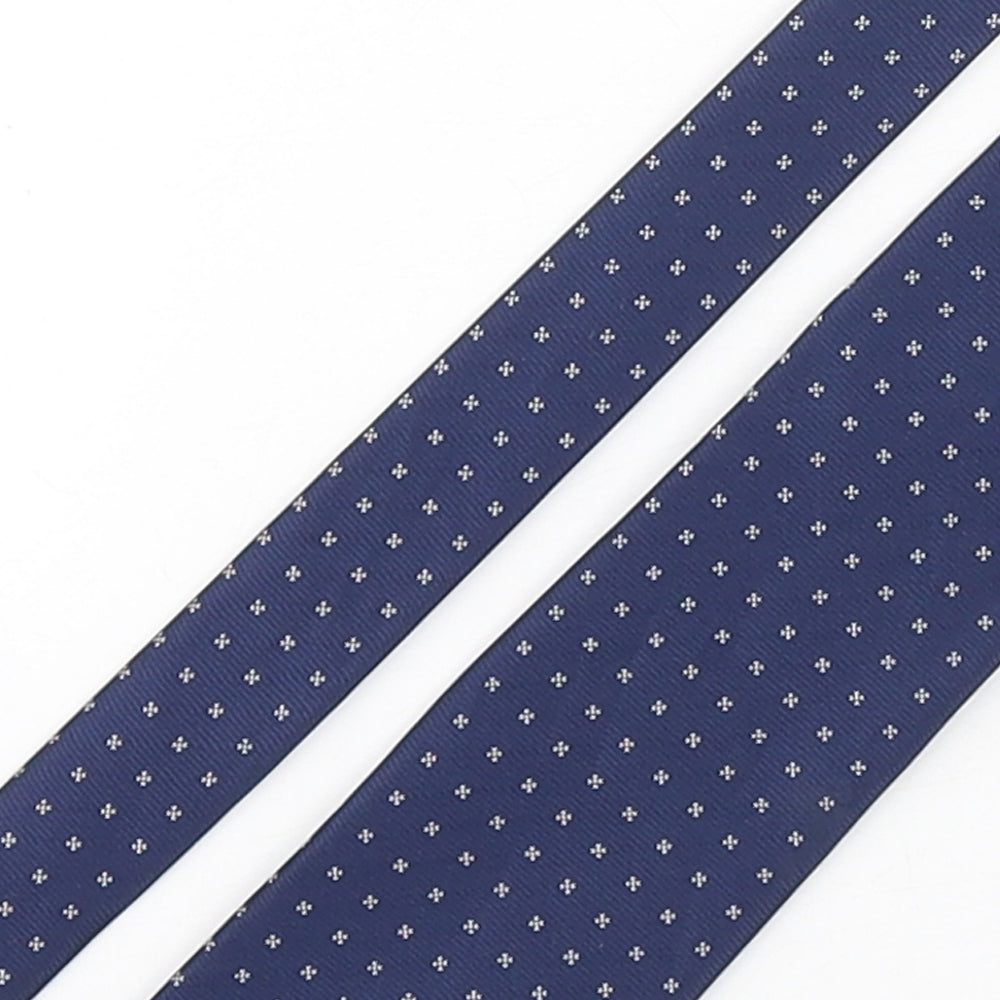 Thomas Nash  Mens Blue Polka Dot Polyester Pointed Tie One Size