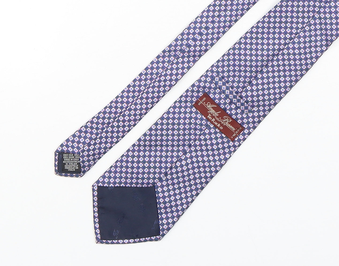Angelo Bosani Mens Multicoloured Geometric Silk Pointed Tie One Size