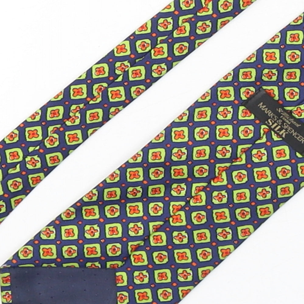 Marks and Spencer Mens Multicoloured Floral Silk Pointed Tie One Size