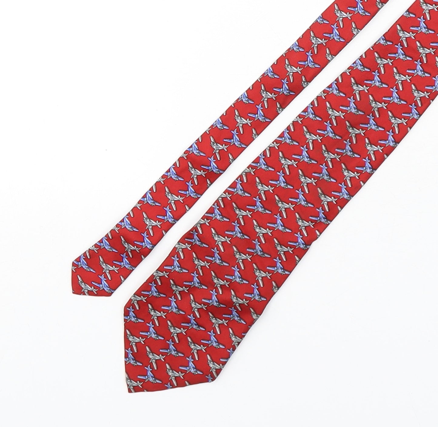 Yves Saint Laurent Mens Multicoloured Geometric Silk Pointed Tie One Size - airplane