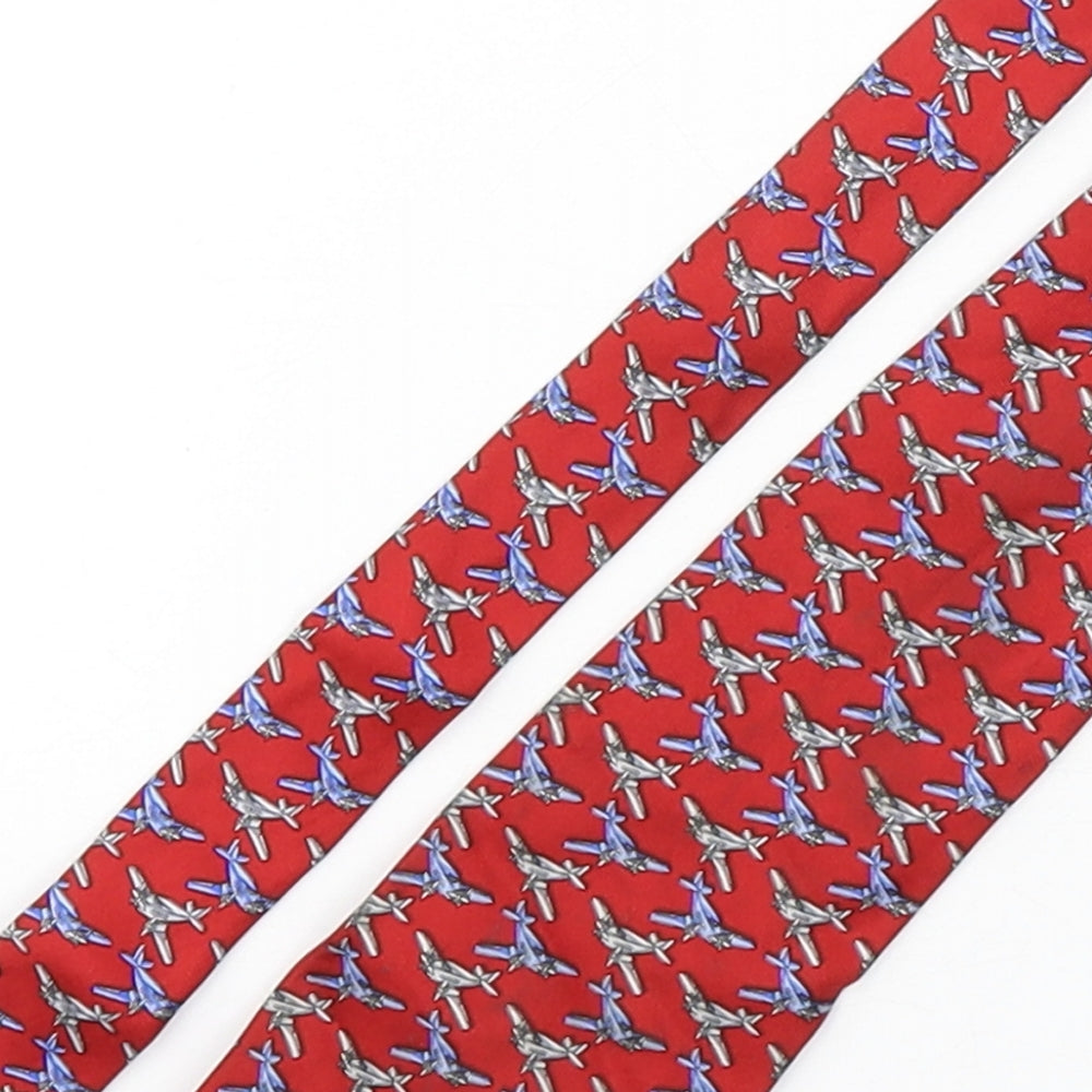 Yves Saint Laurent Mens Multicoloured Geometric Silk Pointed Tie One Size - airplane