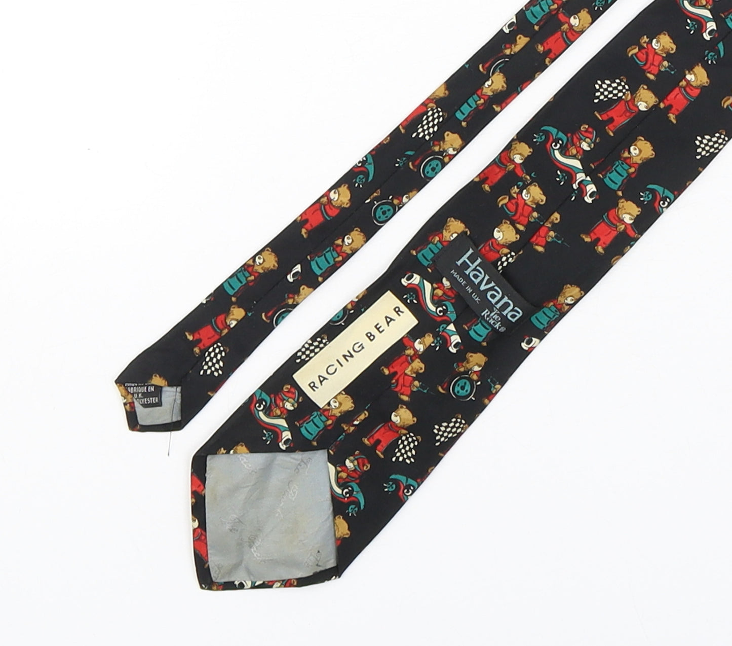 Havana  Mens Multicoloured Geometric Polyester Pointed Tie One Size - Racing Bear