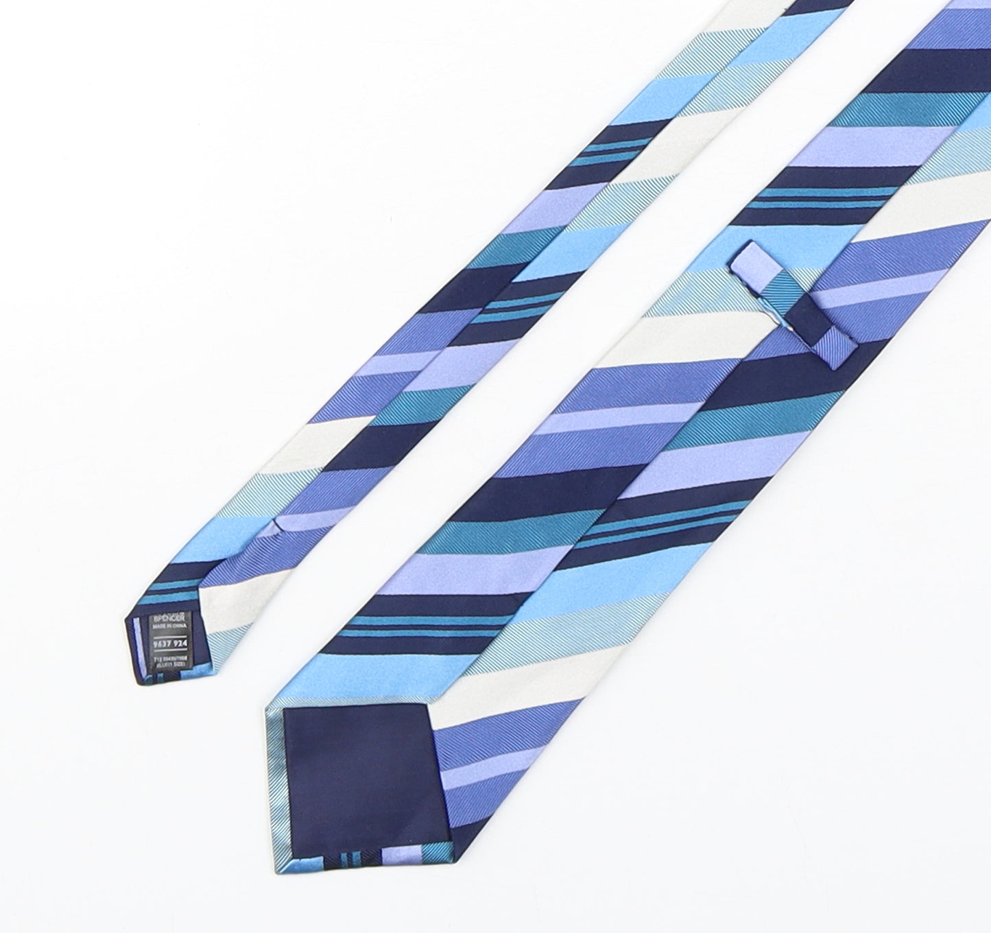 Marks and Spencer Mens Multicoloured Striped Silk Pointed Tie One Size