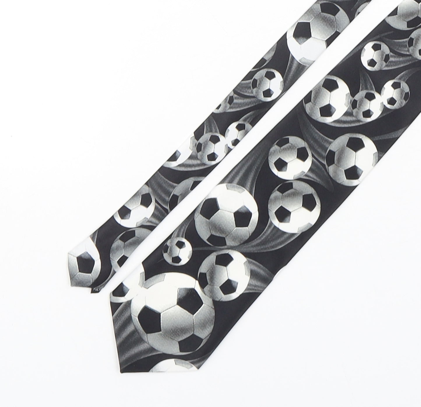 Ralph Marlin  Mens Grey Geometric Polyester Pointed Tie One Size - Football