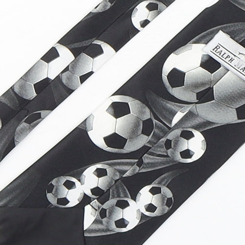 Ralph Marlin  Mens Grey Geometric Polyester Pointed Tie One Size - Football