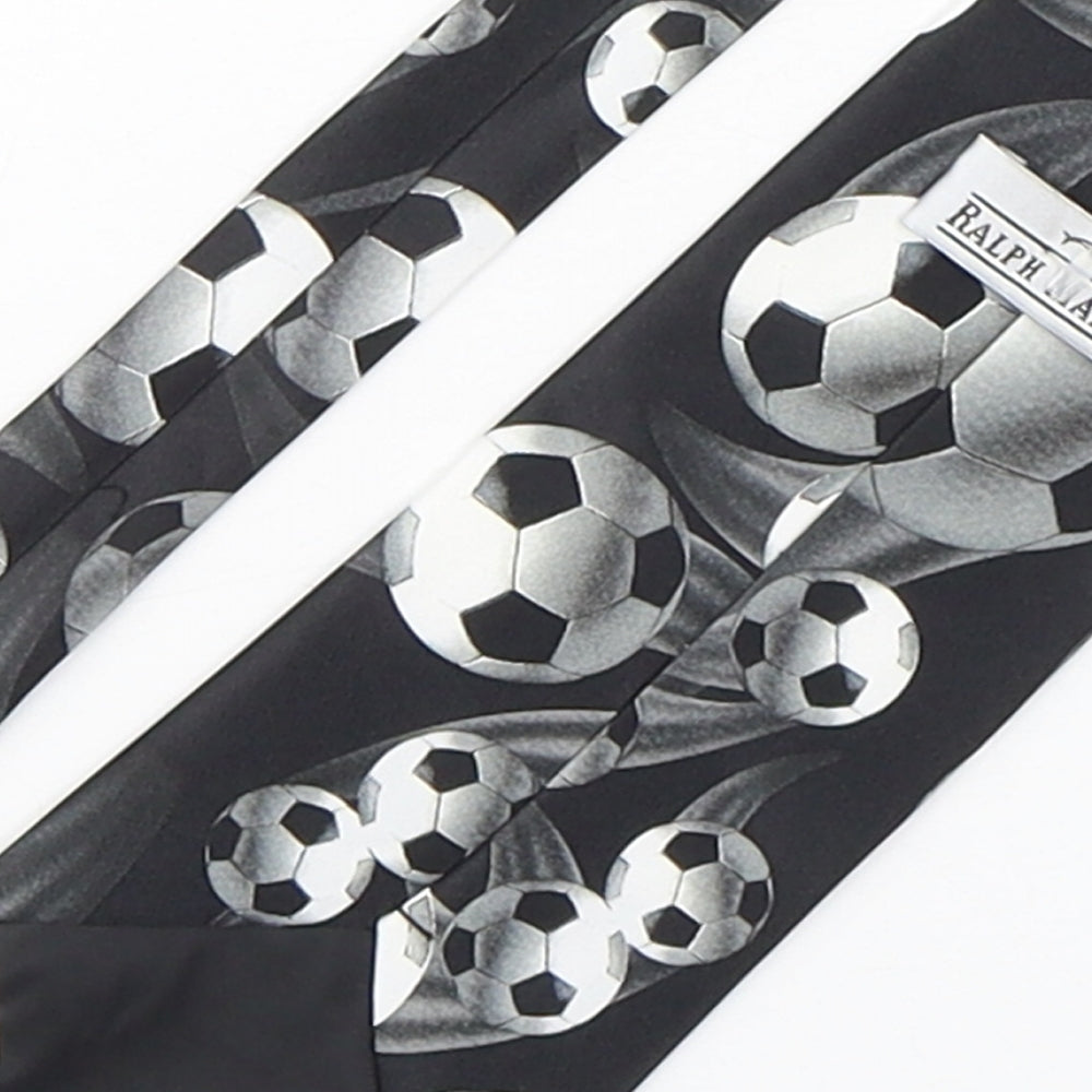 Ralph Marlin  Mens Grey Geometric Polyester Pointed Tie One Size - Football