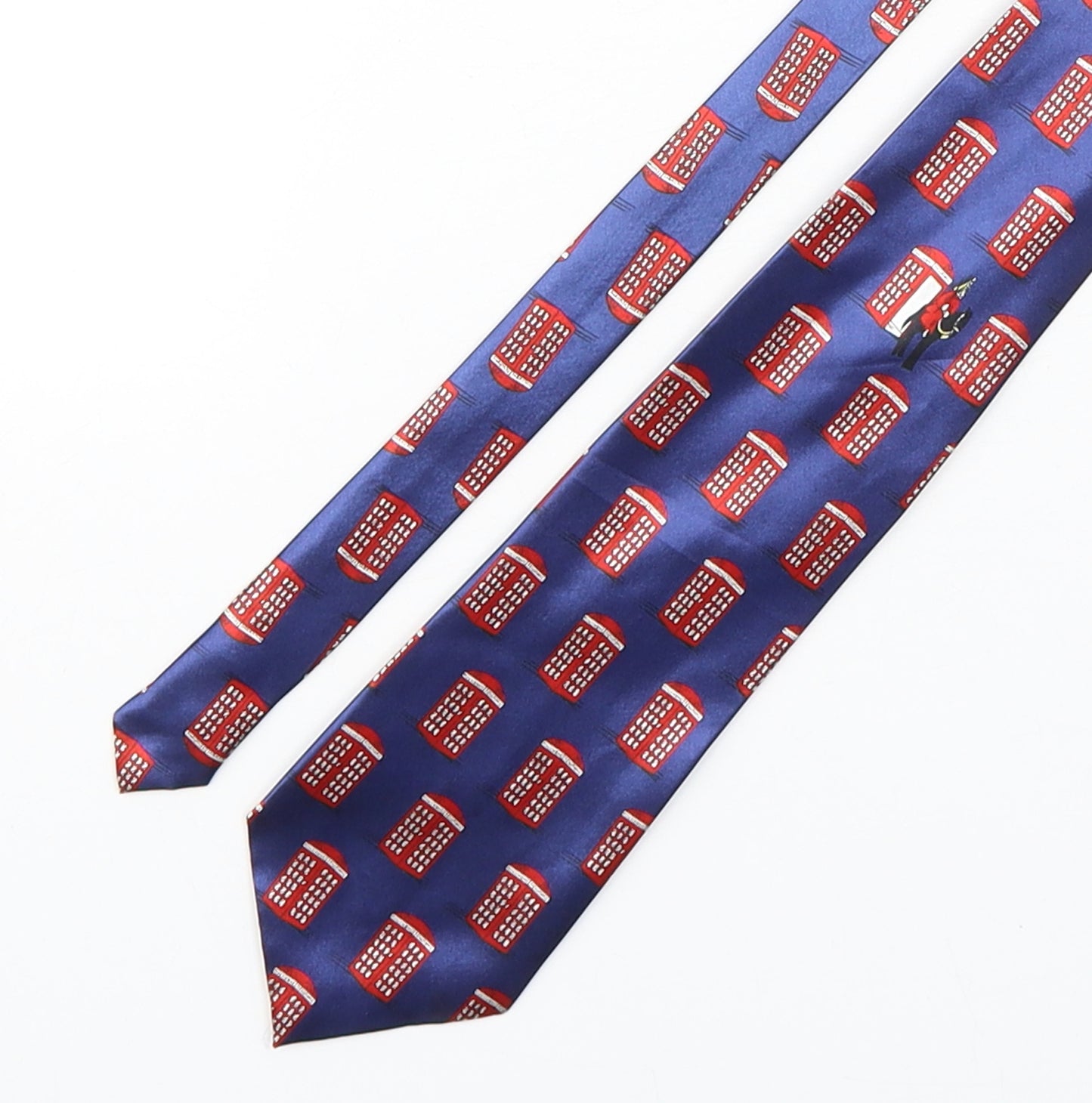 Firsite Mens Multicoloured Geometric Silk Pointed Tie One Size - Telephone Box