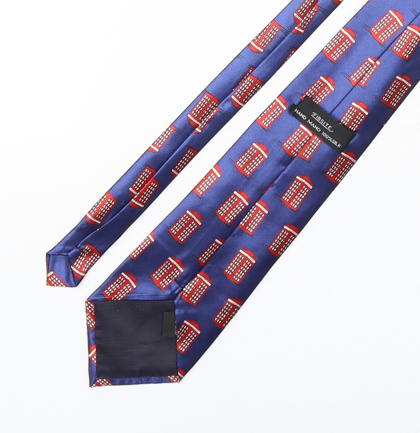 Firsite Mens Multicoloured Geometric Silk Pointed Tie One Size - Telephone Box
