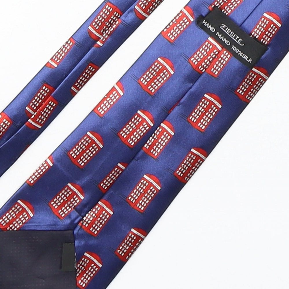 Firsite Mens Multicoloured Geometric Silk Pointed Tie One Size - Telephone Box