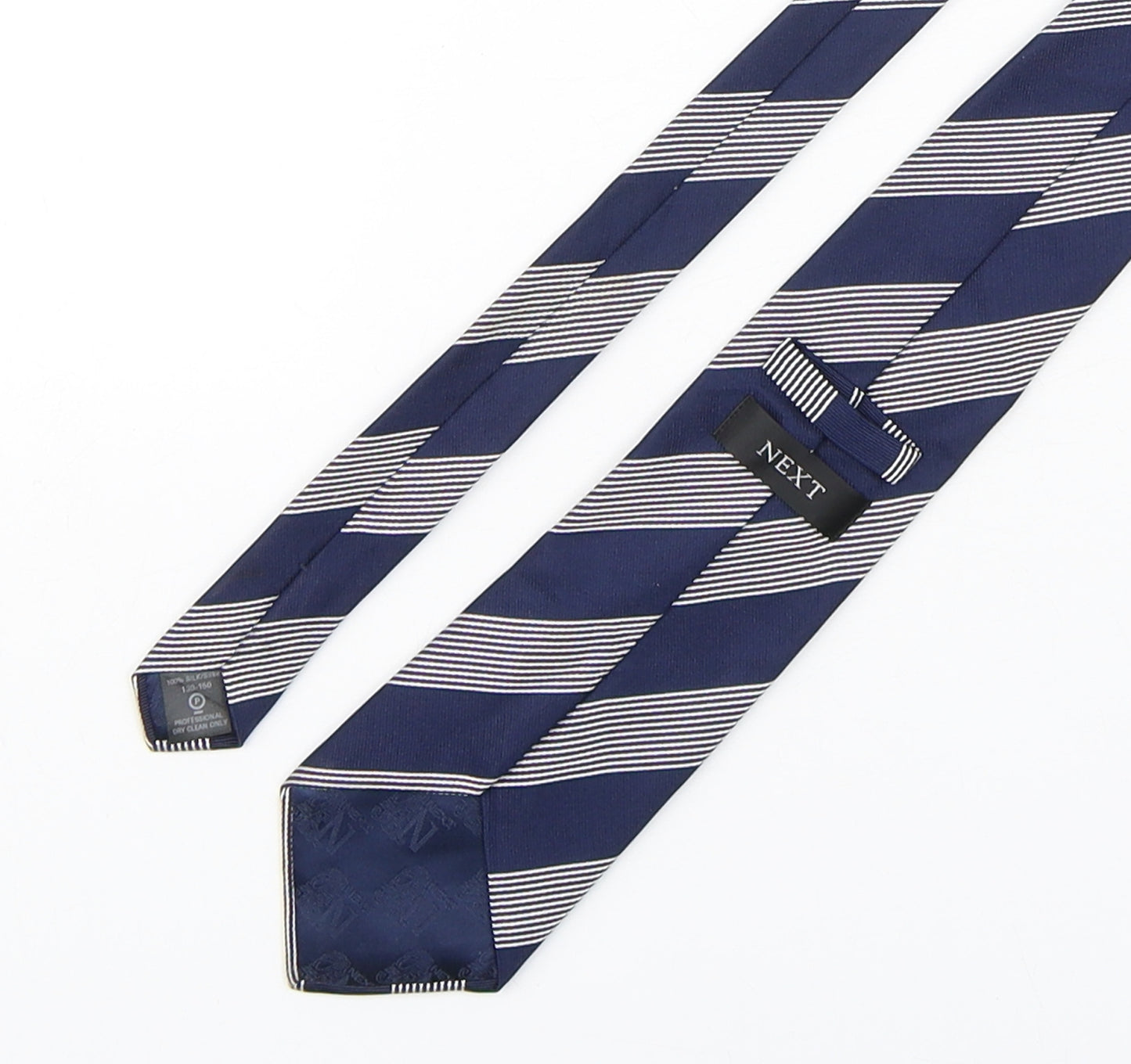 NEXT Mens Blue Striped Silk Pointed Tie One Size
