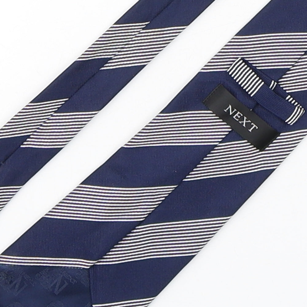 NEXT Mens Blue Striped Silk Pointed Tie One Size
