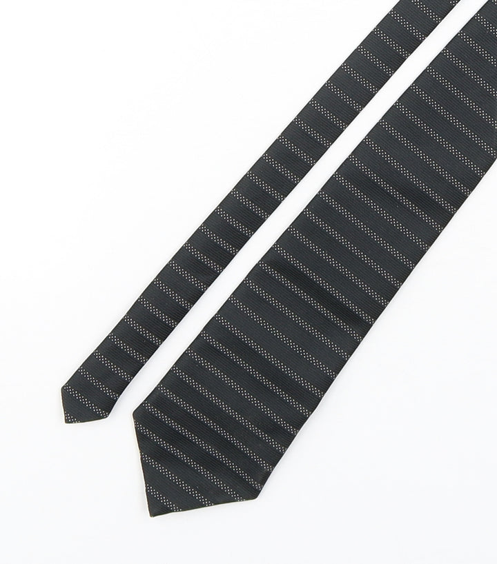 BHS Mens Black Striped Polyester Pointed Tie One Size
