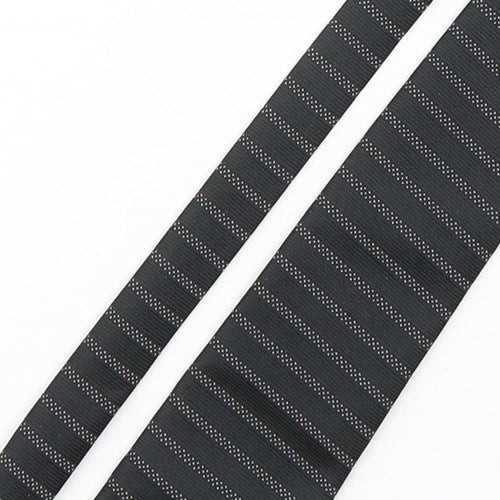 BHS Mens Black Striped Polyester Pointed Tie One Size