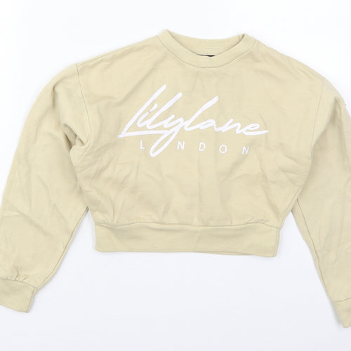 LilyLane Girls Beige  Cotton Pullover Sweatshirt Size 9-10 Years  Pullover
