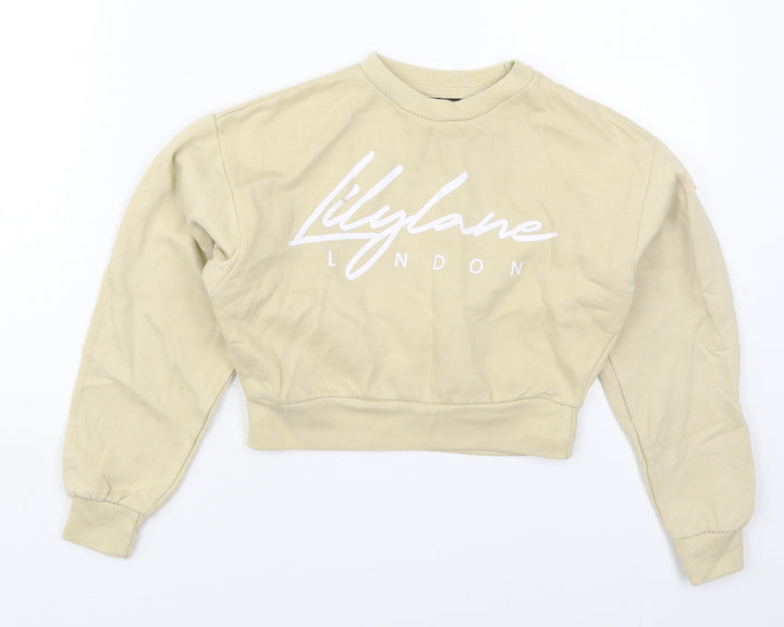 LilyLane Girls Beige  Cotton Pullover Sweatshirt Size 9-10 Years  Pullover