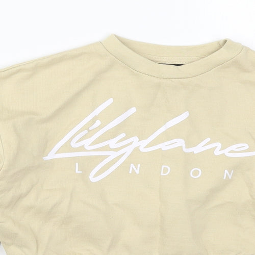 LilyLane Girls Beige  Cotton Pullover Sweatshirt Size 9-10 Years  Pullover
