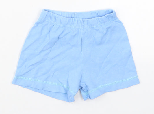Front view of George boys’ blue cotton sweatpants, size 18-24, months - sweat shorts