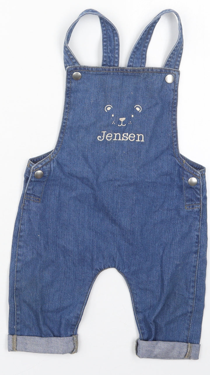 Baby Bugs Baby Blue Cotton Dungaree One-Piece Size 12-18 Months Button - Jensen
