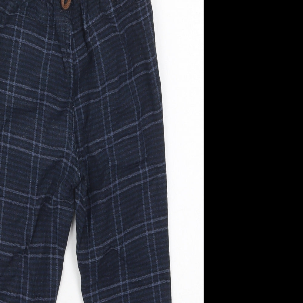 Fred & Flo Boys Blue Check Cotton Capri Trousers Size 18-24 Months  Button - Suspenders