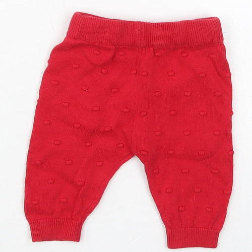 Dunnes Girls Red  Cotton Capri Trousers Size Newborn