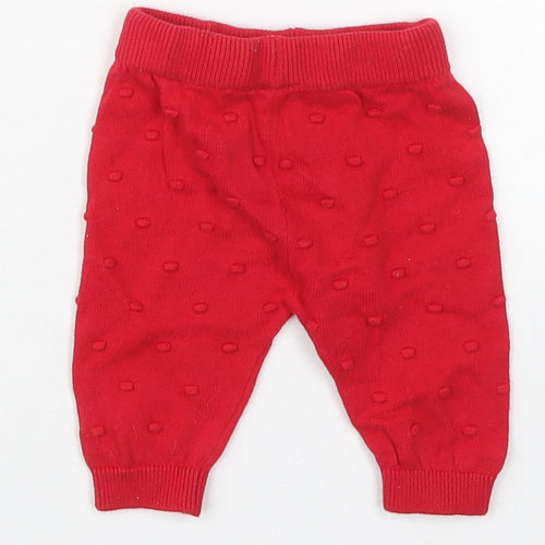 Dunnes Girls Red  Cotton Capri Trousers Size Newborn